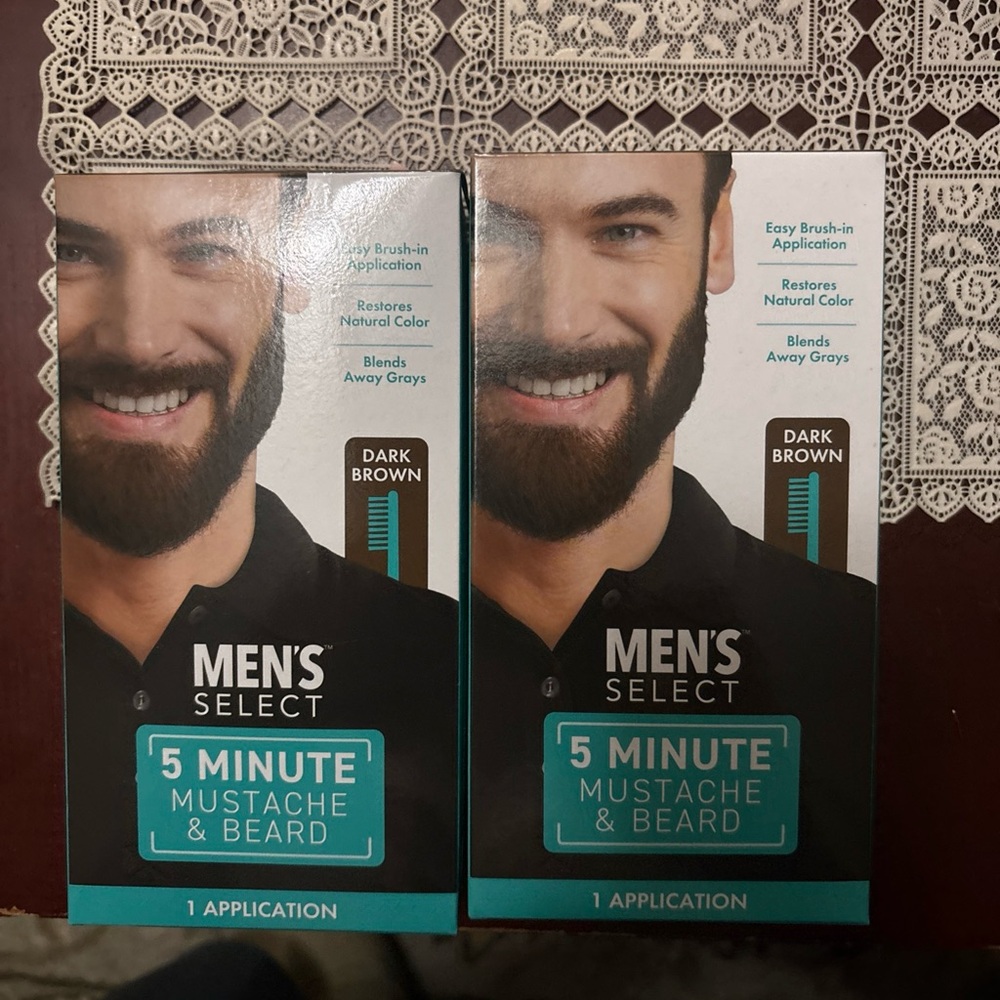 Men’s Select Dark Brown Mustache & Beard Color 2 PK Bundle